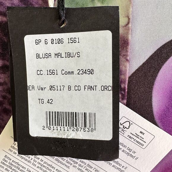 Cristinaeffe Women's Floral Lilac Short Sleeve Stretch Top Blouse Sz 42/6 Italy - Picture 7 of 14